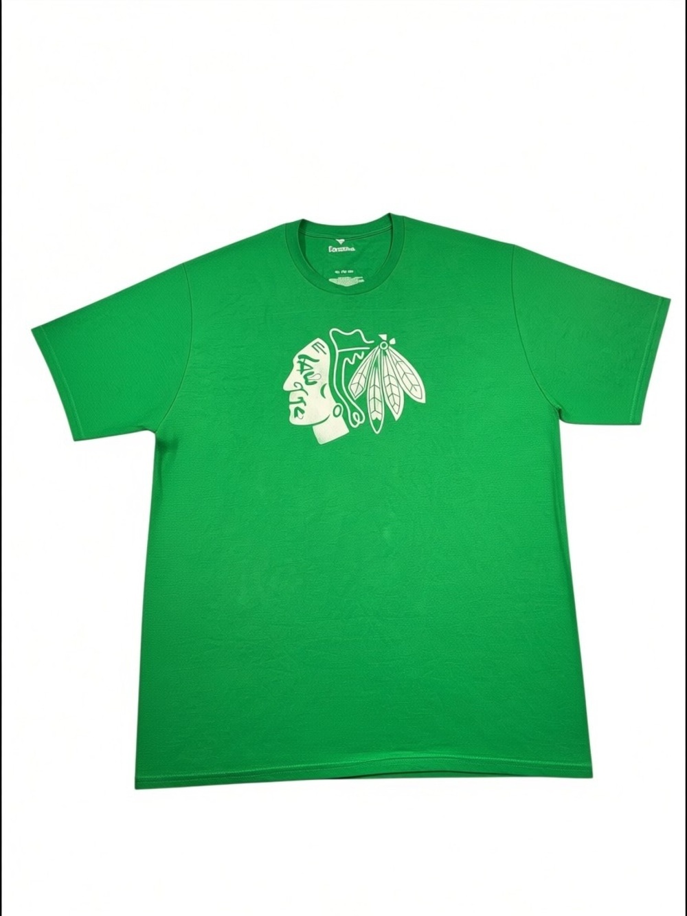 New 2XL 100% Cotton Fanatics Chicago Blackhawks NHL Hockey Green Short Sleeve